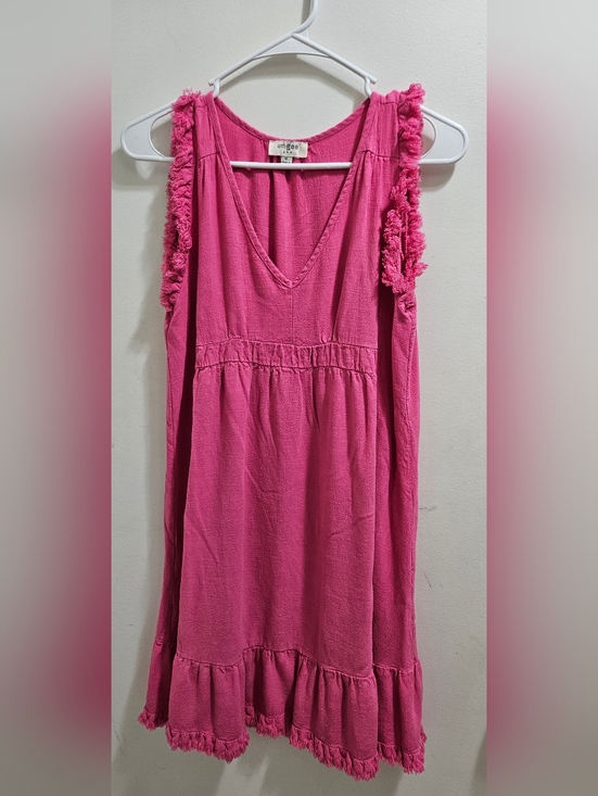Umgee Dresses & Skirts - Umgee Pink V-Neck Ruffle Hem Mini Dress